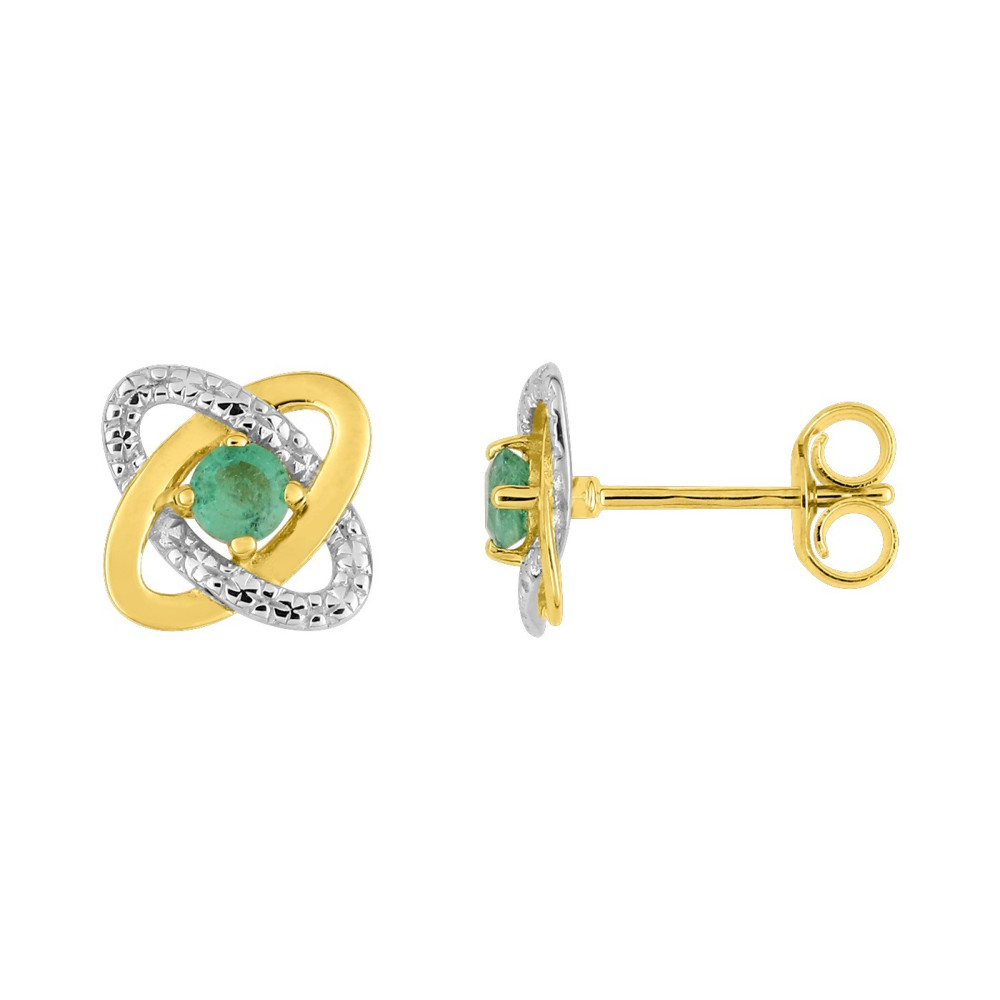 Les Boucles d'oreilles, or bicolore 375/1000, émeraudes taille brillant by Stauffer