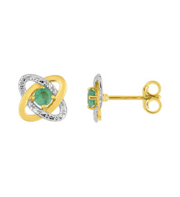 Les Boucles d'oreilles, or bicolore 375/1000, émeraudes taille brillant by Stauffer