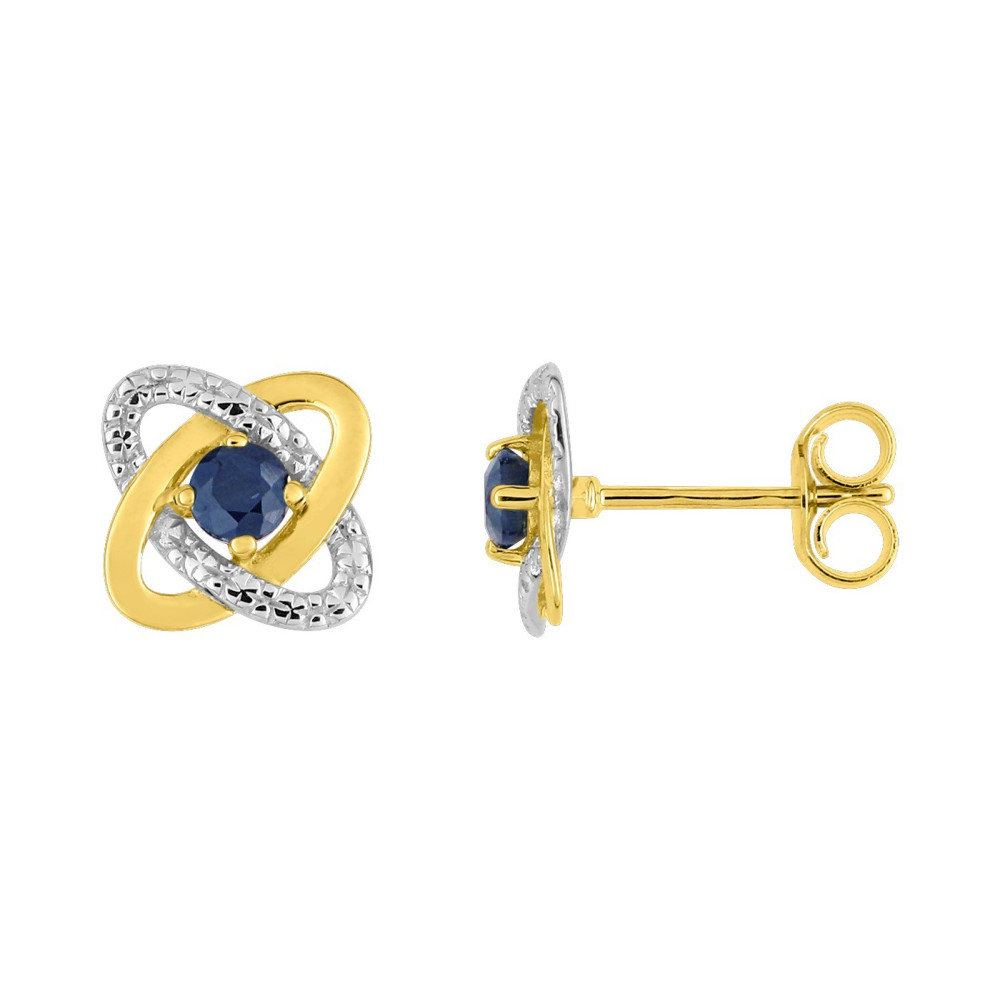 Les Boucles d'oreilles or bicolore 375/1000, saphirs bleus by Stauffer