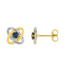 Les Boucles d'oreilles or bicolore 375/1000, saphirs bleus by Stauffer