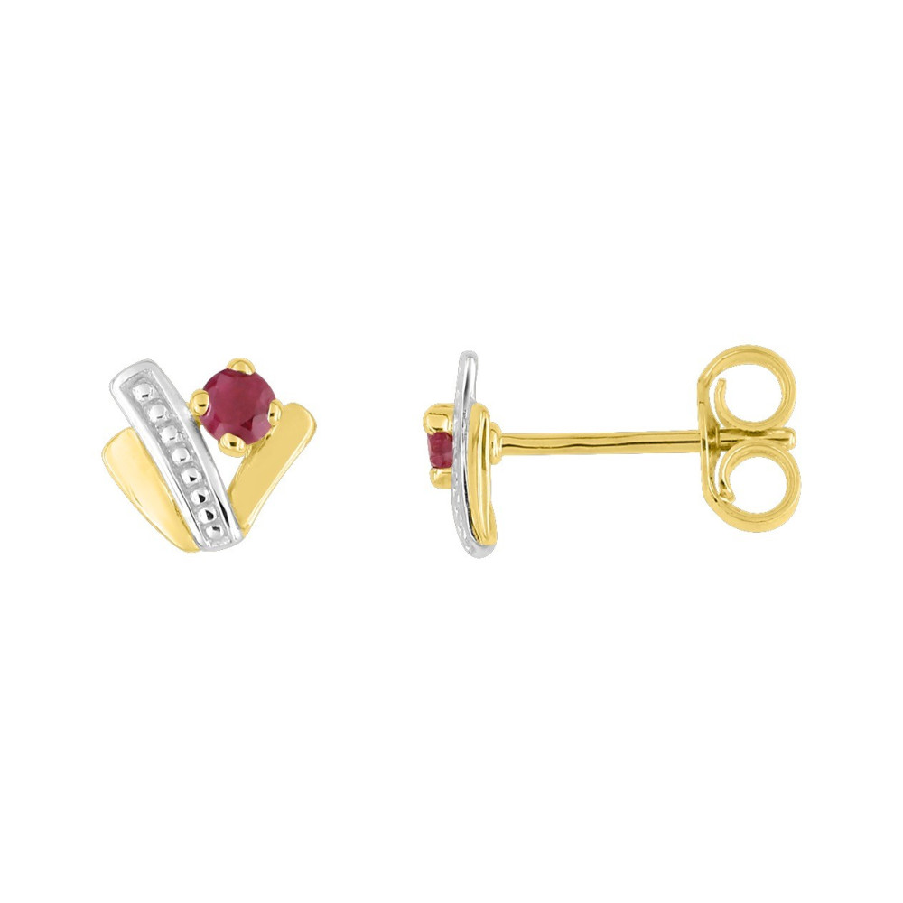 Les Boucles d'oreilles, or bicolore 375/1000, rubis taille brillant by Stauffer