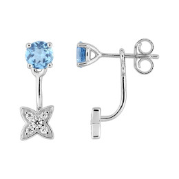 Les Boucles d'oreilles pendantes, or gris 375/1000, topazes bleues et oxydes de zirconium, by Stauffer
