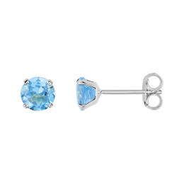 Les Boucles d'oreilles or gris 375/1000, topazes bleues by Stauffer