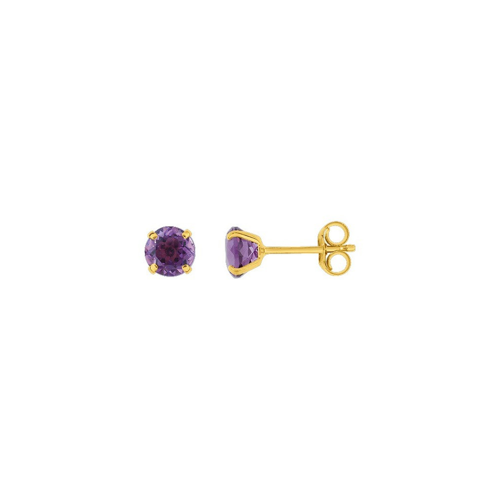 Les Soldes 2018 - Les Boucles d'oreilles OR by Stauffer - Boucles d'oreilles or jaune 375/1000 et améthystes by Stauffer
