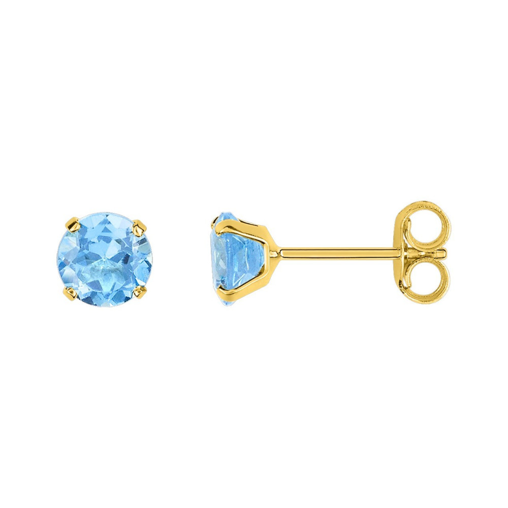 Boucles d'oreilles or jaune 375/1000 et Topazes bleues by Stauffer