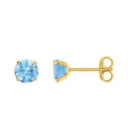 Boucles d'oreilles or jaune 375/1000 et Topazes bleues by Stauffer