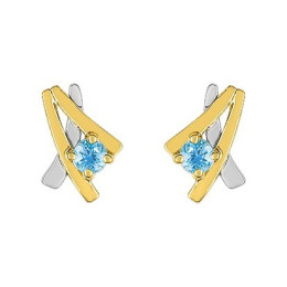 Boucles d'oreilles or bicolore 375/1000, Topazes bleues by Stauffer