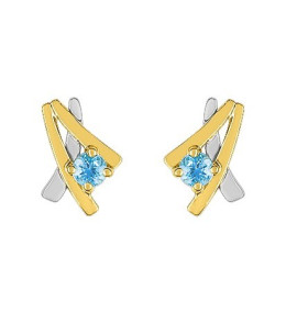 Boucles d'oreilles or bicolore 375/1000, Topazes bleues by Stauffer