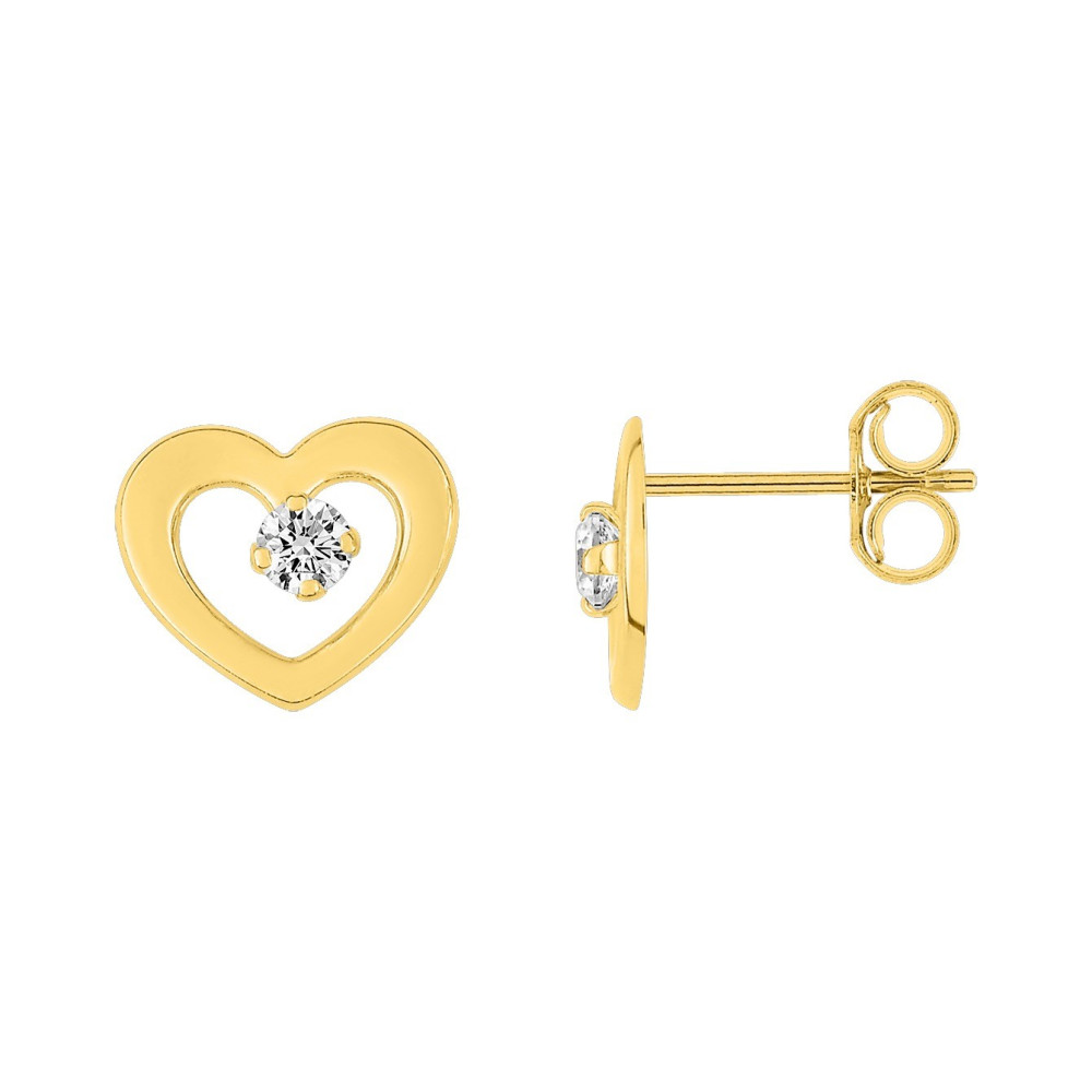 Les Boucles d'oreilles, or jaune 375/1000, oxydes de zirconium taille brillant by Stauffer