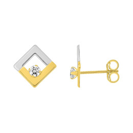 Boucles d'oreilles or bicolore 375/1000 et oxydes de zirconium by Stauffer