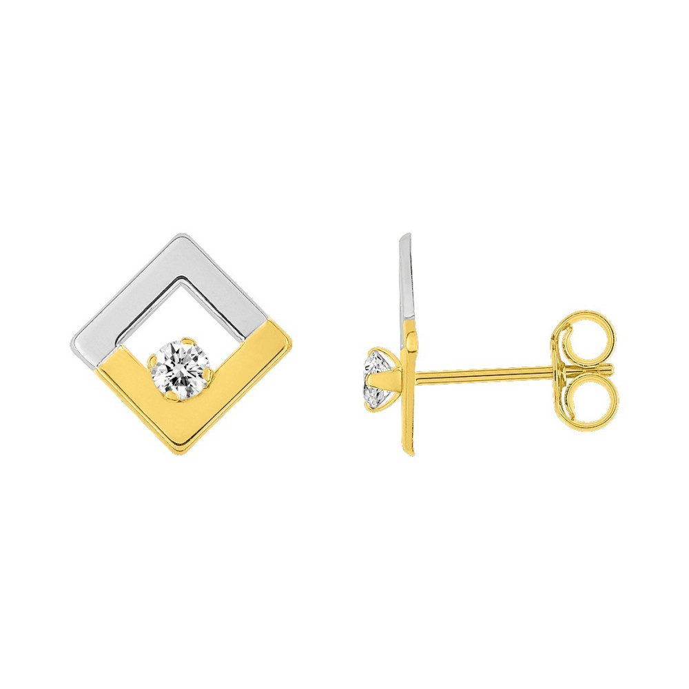 Boucles d'oreilles or bicolore 375/1000 et oxydes de zirconium by Stauffer