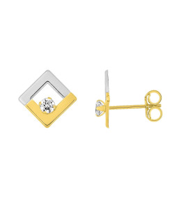 Boucles d'oreilles or bicolore 375/1000 et oxydes de zirconium by Stauffer