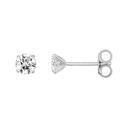 Les Boucles d'oreilles or gris 375/1000, oxydes de zirconium de 4 mm, by Stauffer