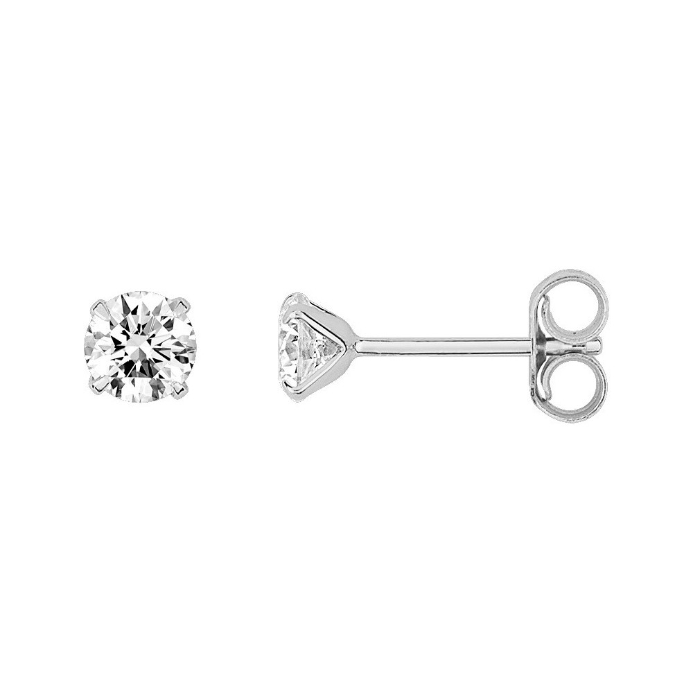 Les Boucles d'oreilles or gris 375/1000, oxydes de zirconium de 4 mm, by Stauffer