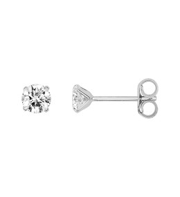 Les Boucles d'oreilles or gris 375/1000, oxydes de zirconium de 4 mm, by Stauffer