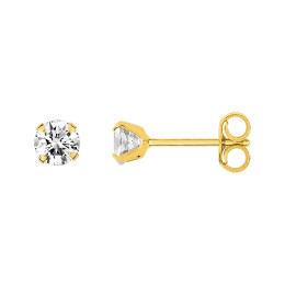 Les Boucles d'oreilles or jaune 375/1000, oxydes de zirconium de 4 mm, by Stauffer