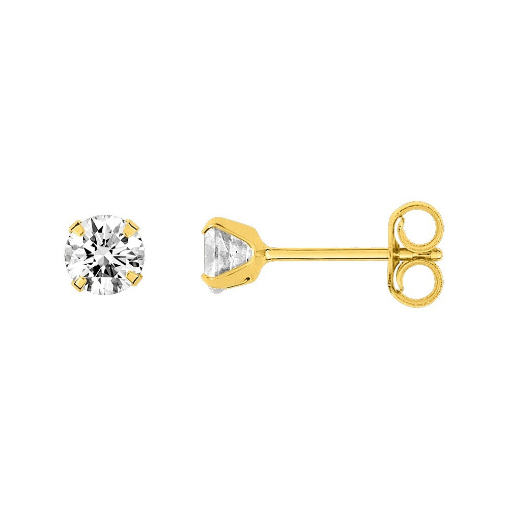 Les Boucles d'oreilles or jaune 375/1000, oxydes de zirconium de 4 mm, by Stauffer