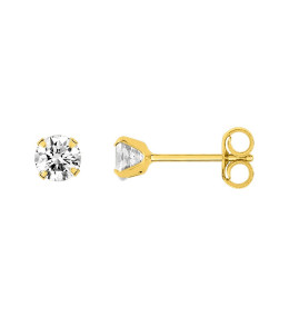 Les Boucles d'oreilles or jaune 375/1000, oxydes de zirconium de 4 mm, by Stauffer