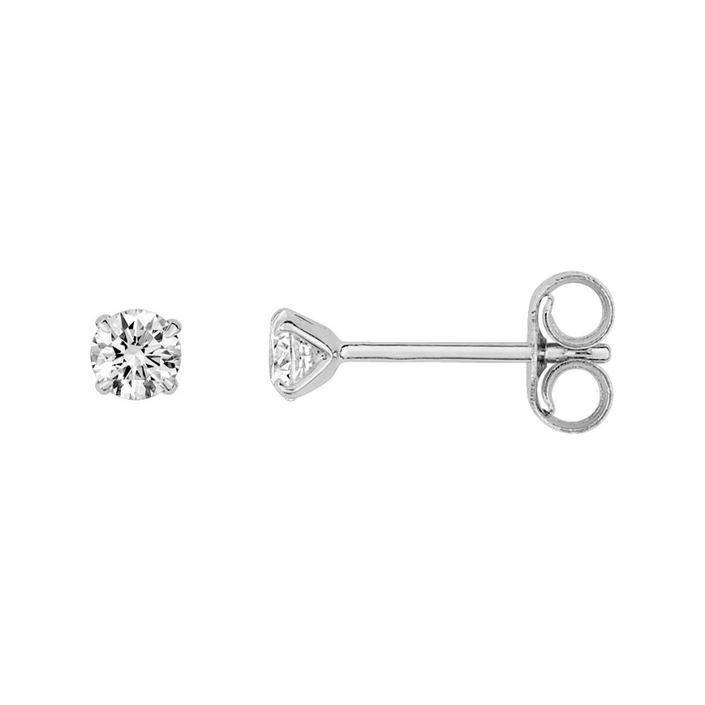 Les Boucles d'oreilles or gris 375/1000, oxydes de zirconium de 3 mm, by Stauffer