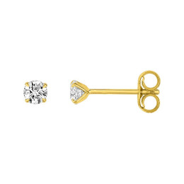 Les Boucles d'oreilles or jaune 375/1000, oxydes de zirconium de 3 mm, by Stauffer