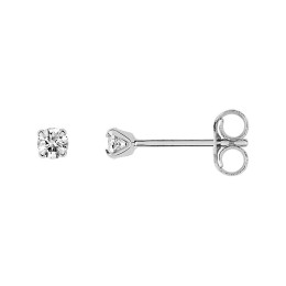 Les Boucles d'oreilles or gris 375/1000, oxydes de zirconium de 2,5 mm, by Stauffer