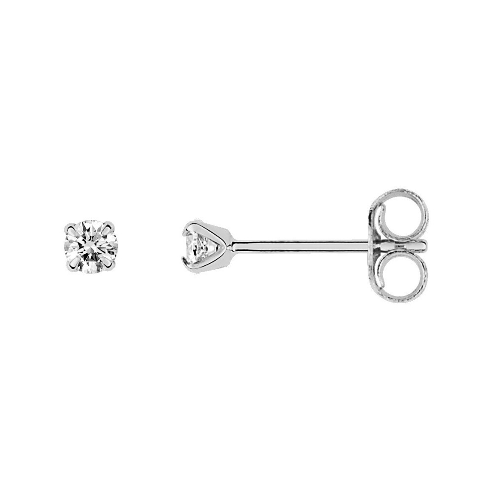 Les Boucles d'oreilles or gris 375/1000, oxydes de zirconium de 2,5 mm, by Stauffer