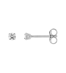 Les Boucles d'oreilles or gris 375/1000, oxydes de zirconium de 2,5 mm, by Stauffer