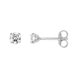 Les Boucles d'oreilles or gris 375/1000, oxydes de zirconium de 3,5 mm, by Stauffer