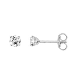 Les Boucles d'oreilles or gris 375/1000, oxydes de zirconium de 3,5 mm, by Stauffer