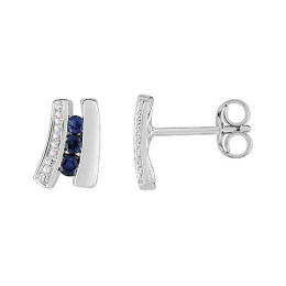 Les Boucles d'oreilles or gris 375/1000, saphirs bleus by Stauffer