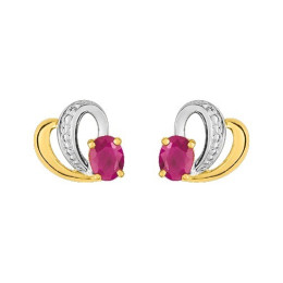 Les Boucles d'oreilles or bicolore 375/1000, rubis taille ovale by Stauffer