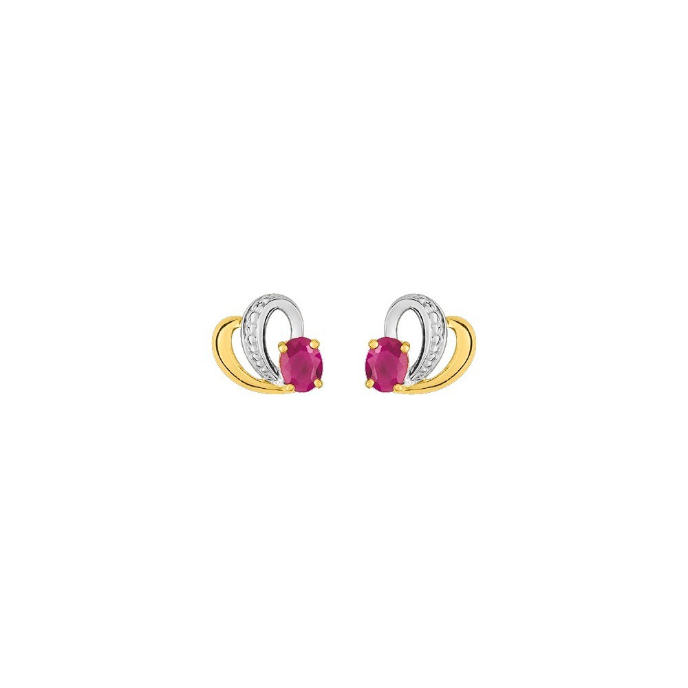 Les Boucles d'oreilles or bicolore 375/1000, rubis taille ovale by Stauffer
