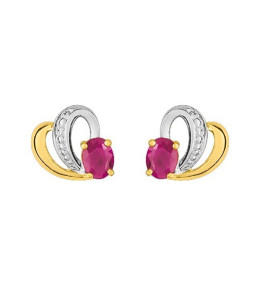 Les Boucles d'oreilles or bicolore 375/1000, rubis taille ovale by Stauffer