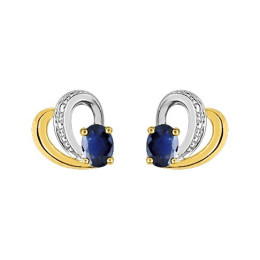 Les Boucles d'oreilles or bicolore 375/1000, saphirs bleus by Stauffer