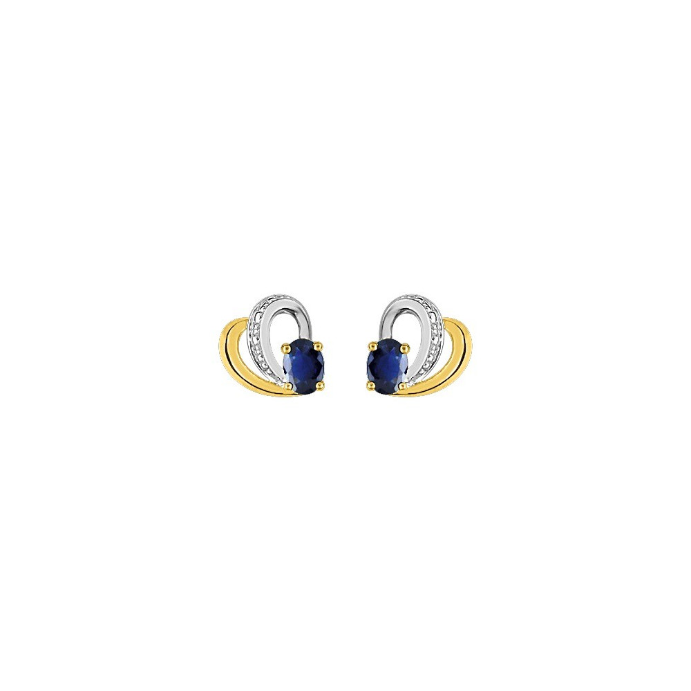 Les Boucles d'oreilles or bicolore 375/1000, saphirs bleus by Stauffer