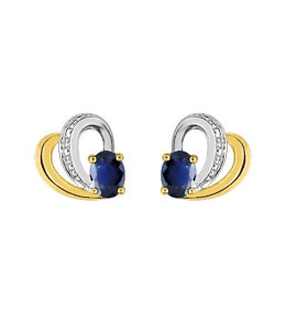 Les Boucles d'oreilles or bicolore 375/1000, saphirs bleus by Stauffer