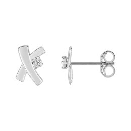 Les Boucles d'oreilles or gris 375/1000, diamants, by Stauffer