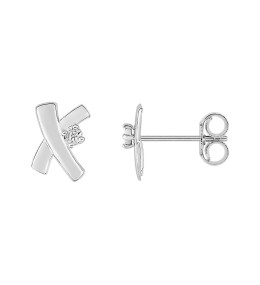 Les Boucles d'oreilles or gris 375/1000, diamants, by Stauffer