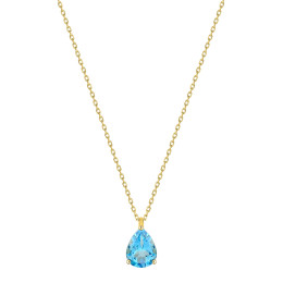 Le Collier or jaune 375/1000, topaze bleue taille poire by Stauffer