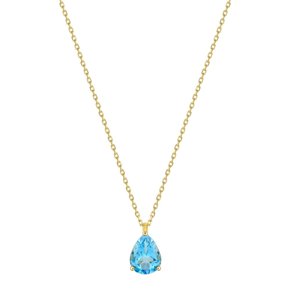 Le Collier or jaune 375/1000, topaze bleue taille poire by Stauffer