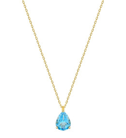 Le Collier or jaune 375/1000, topaze bleue taille poire by Stauffer