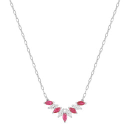 Le Collier or gris 375/1000, rubis taille navette et oxydes de zirconium by Stauffer