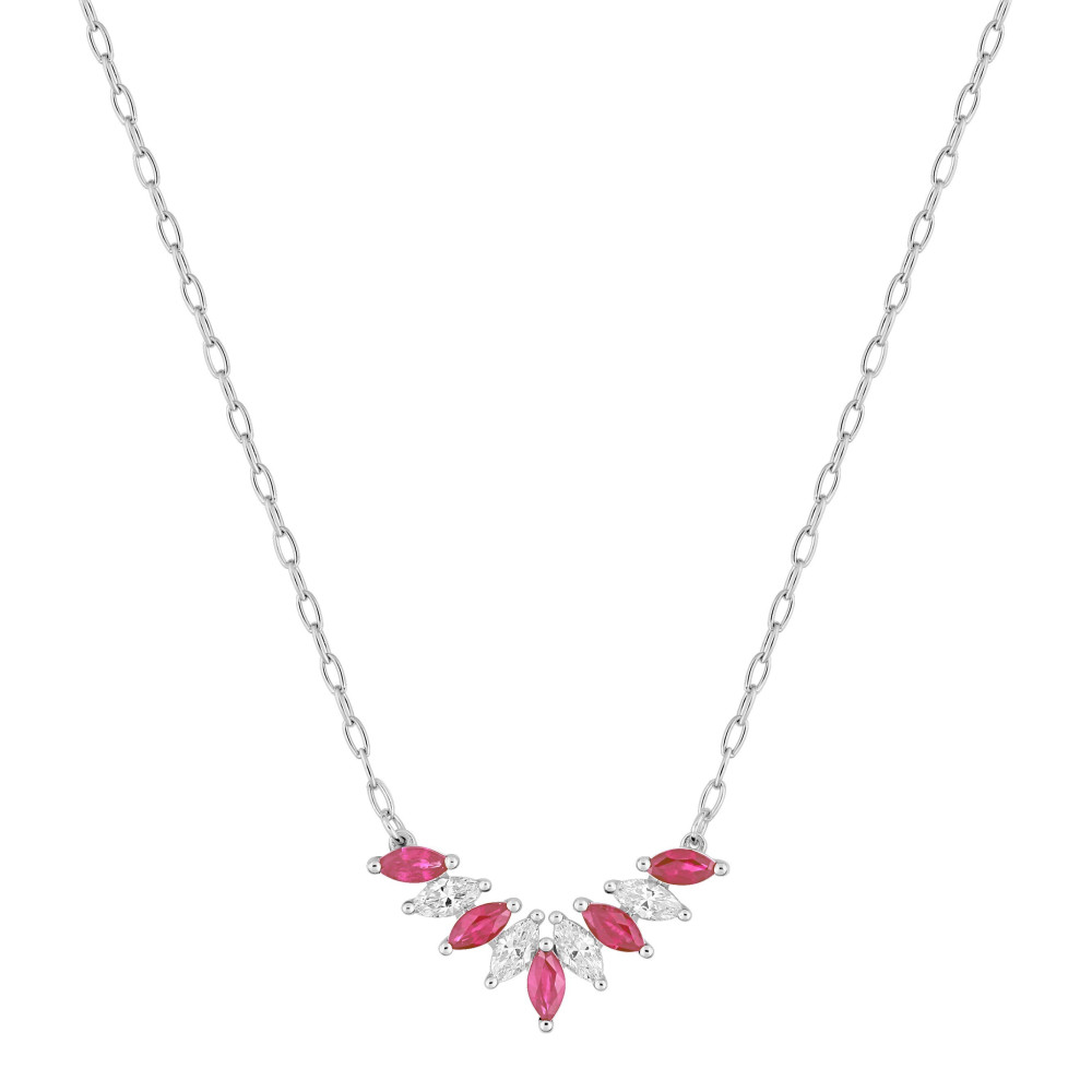 Le Collier or gris 375/1000, rubis taille navette et oxydes de zirconium by Stauffer