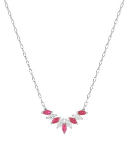 Le Collier or gris 375/1000, rubis taille navette et oxydes de zirconium by Stauffer
