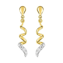 Les Boucles d'oreilles pendantes or bicolore 375/1000, oxydes de zirconium taille brillant by Stauffer