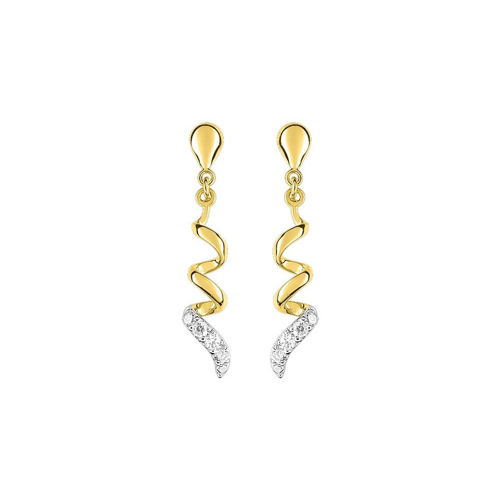 Les Boucles d'oreilles pendantes or bicolore 375/1000, oxydes de zirconium taille brillant by Stauffer