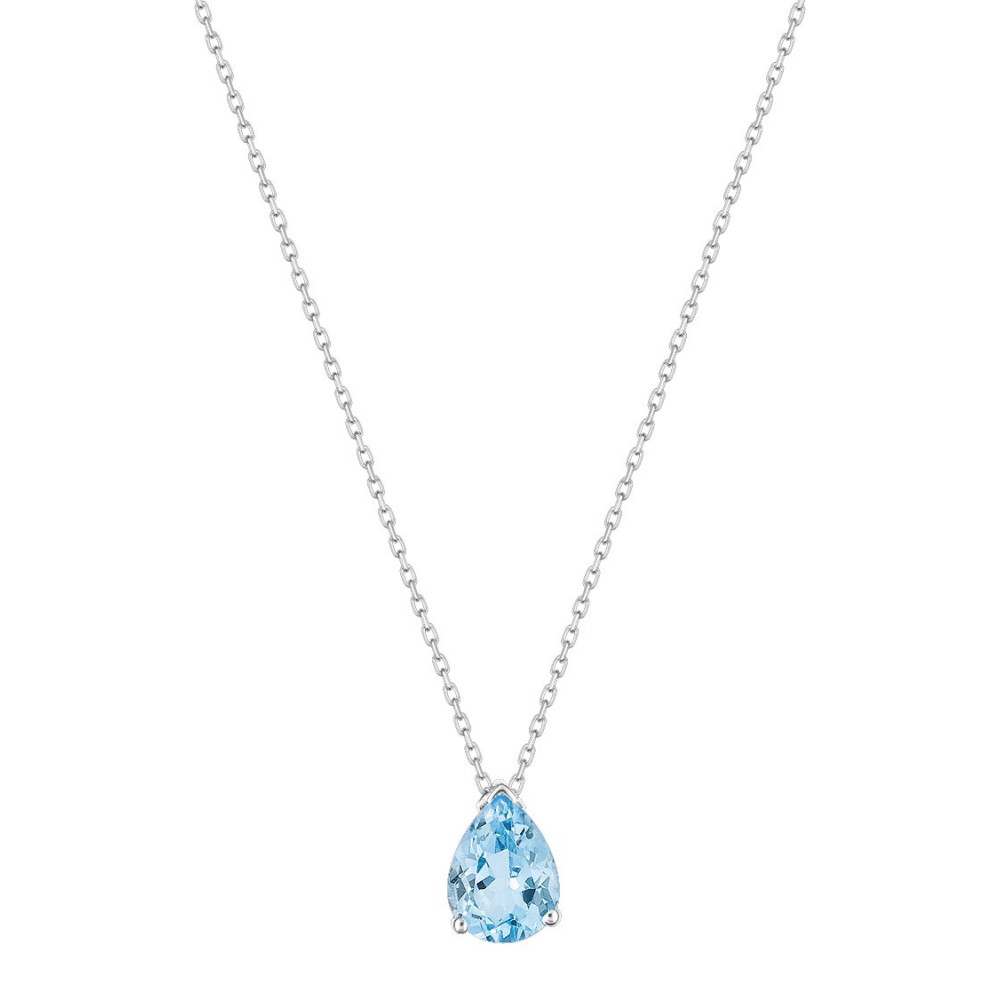 Le Collier or gris 375/1000, topaze bleue taille poire by Stauffer