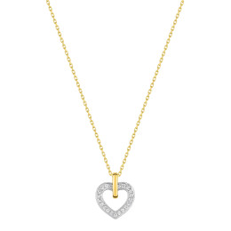 Le Collier or bicolore 375/1000, coeur, oxyde de zirconium taille brillant by Stauffer