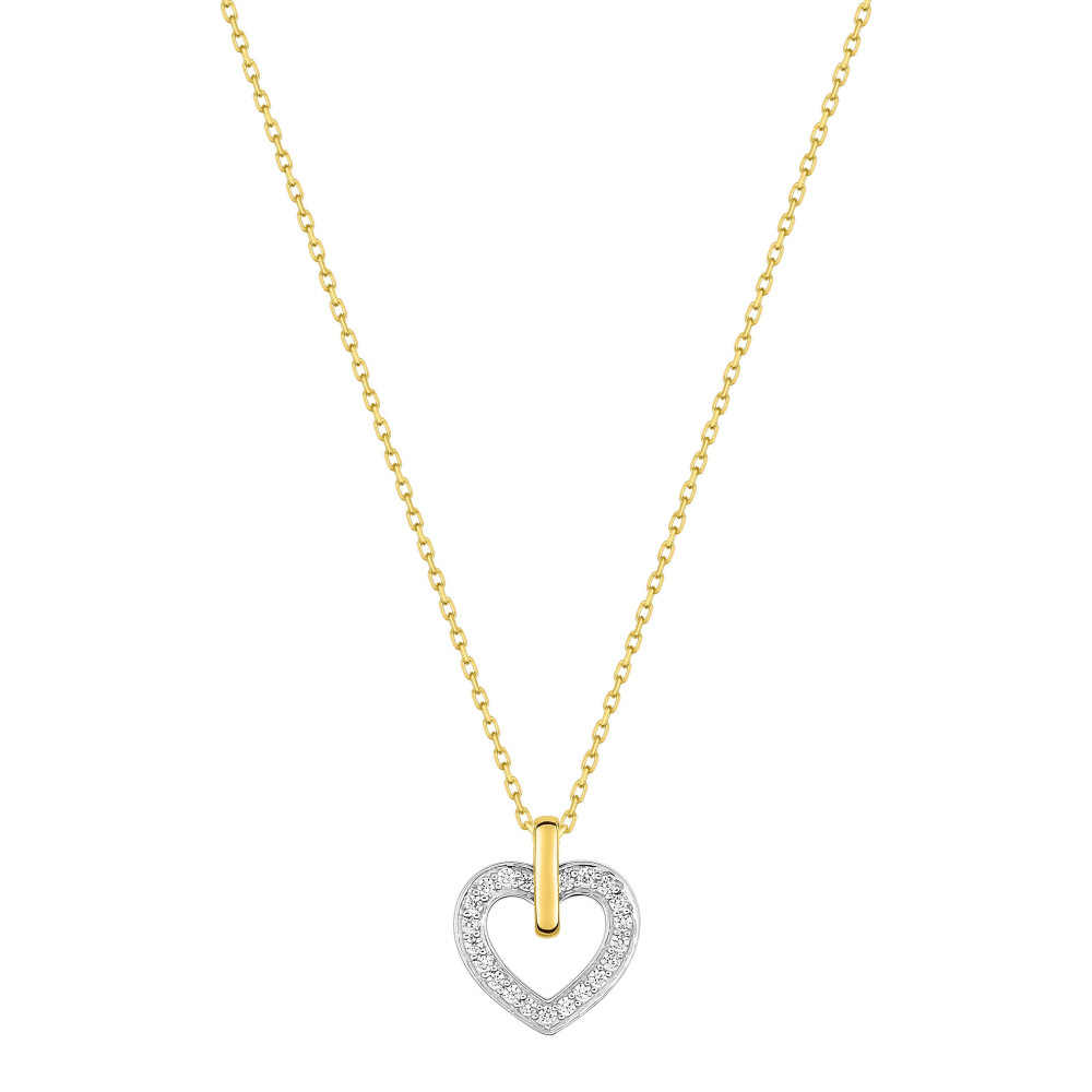 Le Collier or bicolore 375/1000, coeur, oxyde de zirconium taille brillant by Stauffer