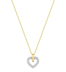 Le Collier or bicolore 375/1000, coeur, oxyde de zirconium taille brillant by Stauffer